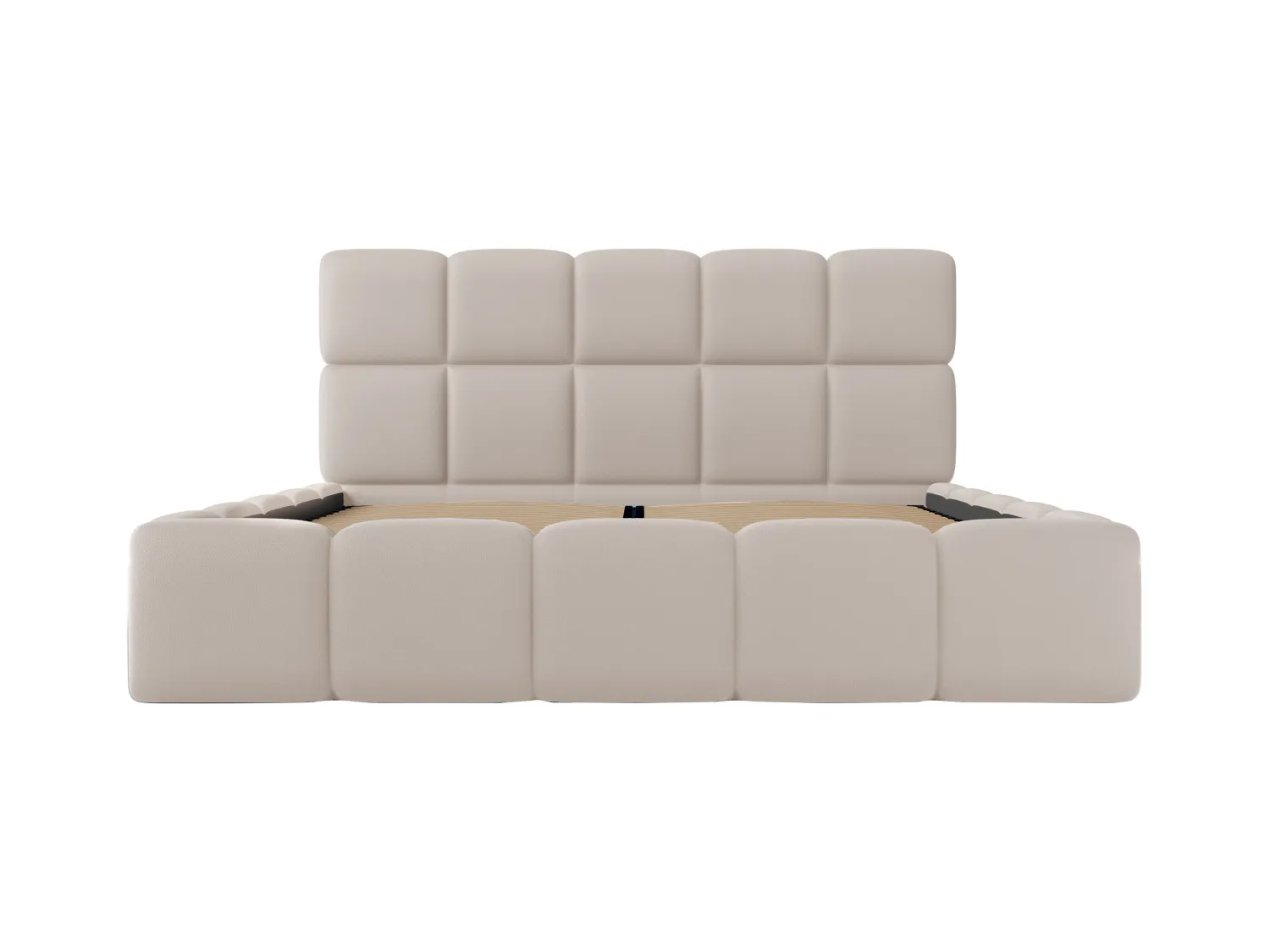 Sengeskøbyd 160 x 200 cm - Imitert skinnstoff - Beige - DAMADO fra Pascal Morabito