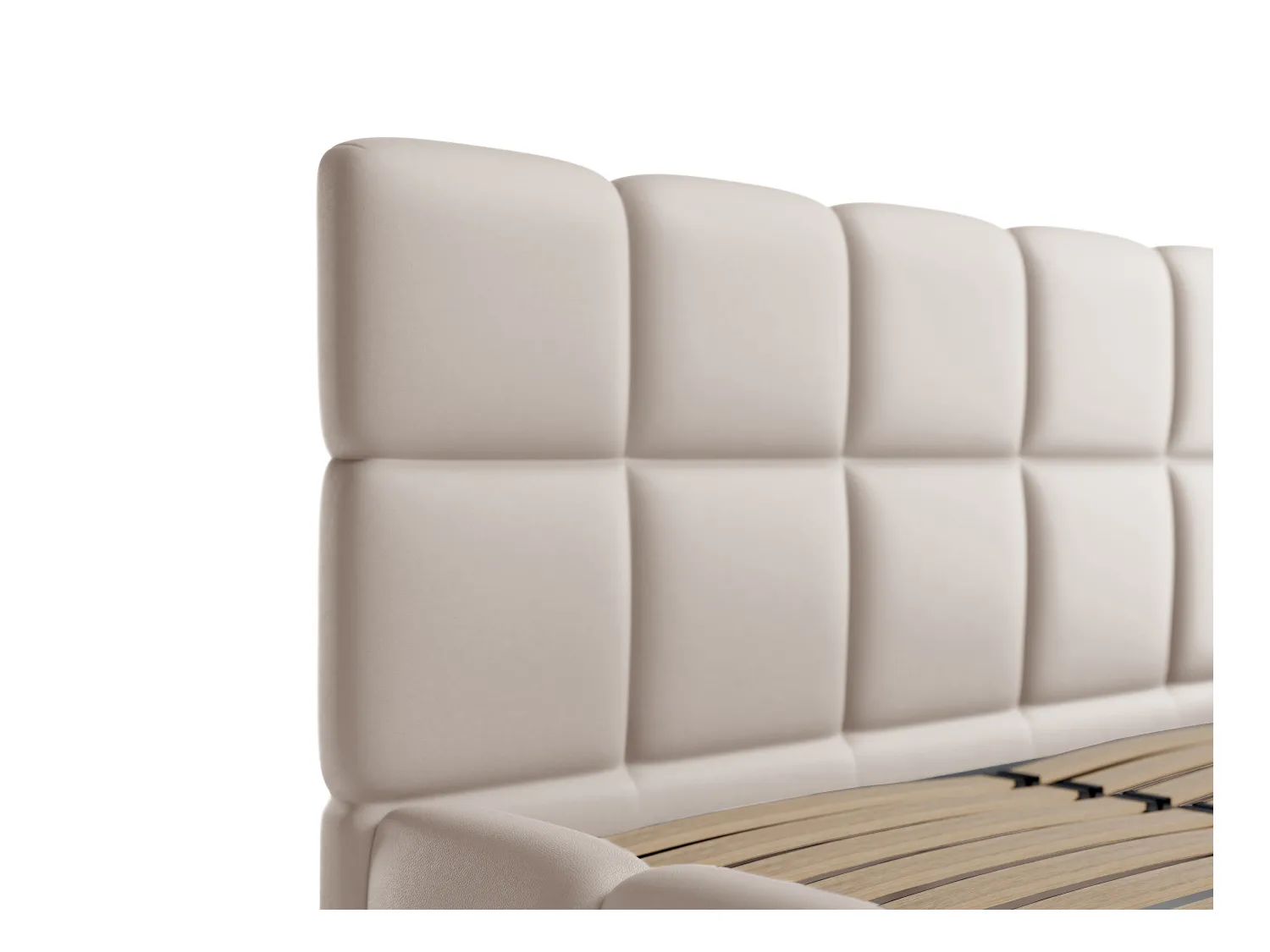 Sengeskøbyd 160 x 200 cm - Imitert skinnstoff - Beige - DAMADO fra Pascal Morabito