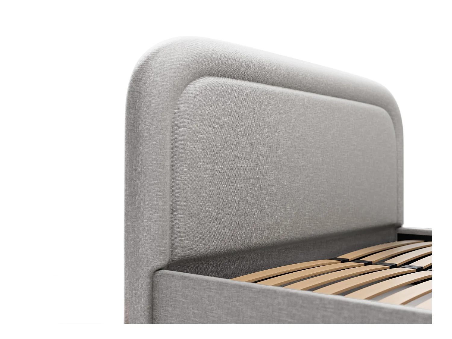 Bed met opbergruimte 140 x 190 cm - Gevlamde stof - Lichtgrijs - FIREZA