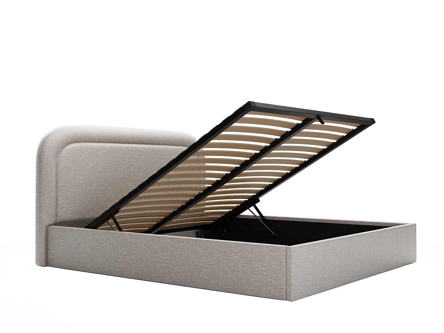 Lit coffre 140 x 190 cm - Tissu chiné - Gris clair - FIREZA