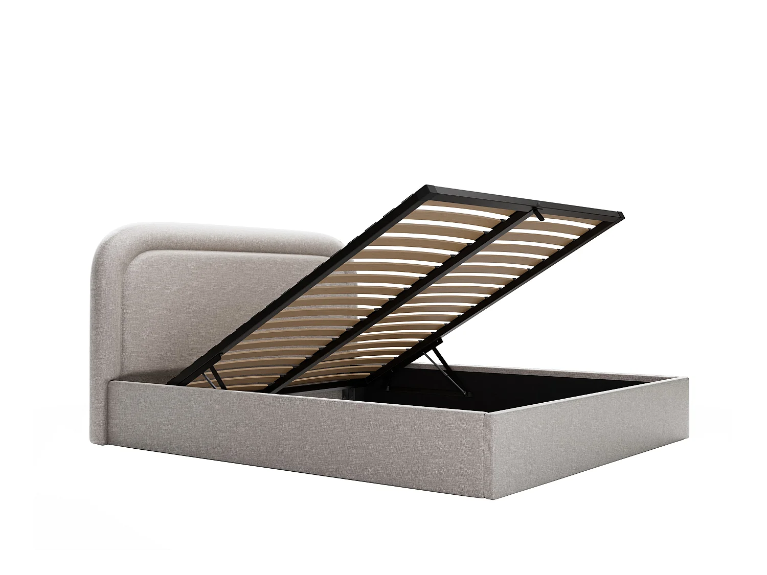 Bed met opbergruimte 160 x 200 cm - Gevlamde stof - Lichtgrijs - FIREZA