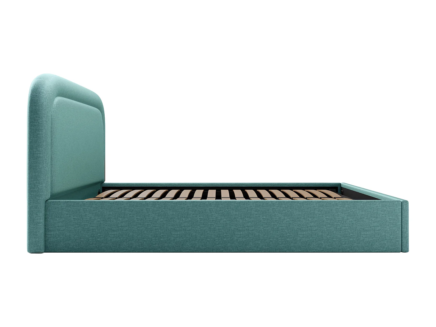 Cama com espaço de arrumação 160x200 cm tecido matizado azul-esverdeado - FIREZA