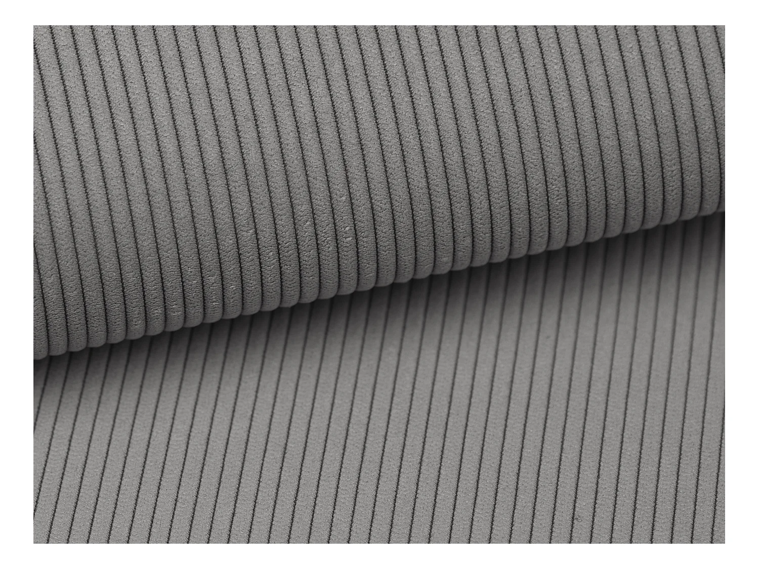 Bed met opbergruimte 140 x 190 cm met hoofdbord met verticale stiksels - Ribfluweel - Grijs - SARAH