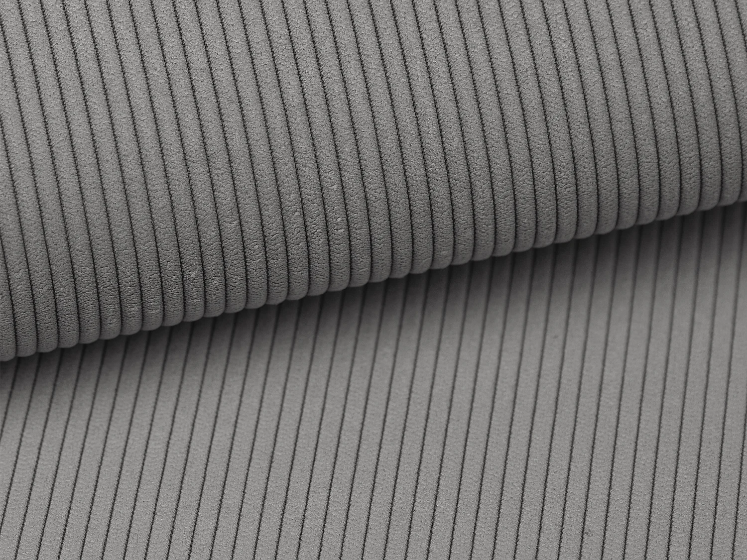 Lit coffre 160 x 200 cm avec tête de lit coutures verticales  - Velours côtelé - Gris - SARAH