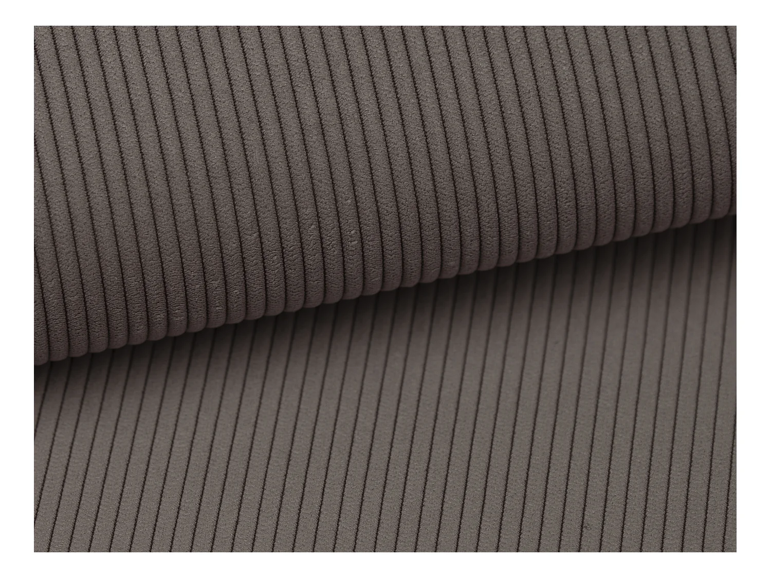 Bed met opbergruimte 140 x 190 cm met hoofdbord met verticale stiksels - Ribfluweel - Taupegrijs - SARAH