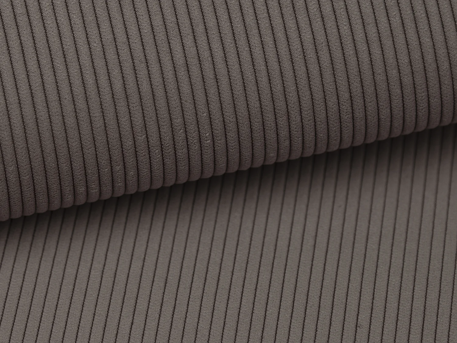 Lit coffre 160 x 200 cm avec tête de lit coutures verticales - Velours côtelé - Taupe - SARAH