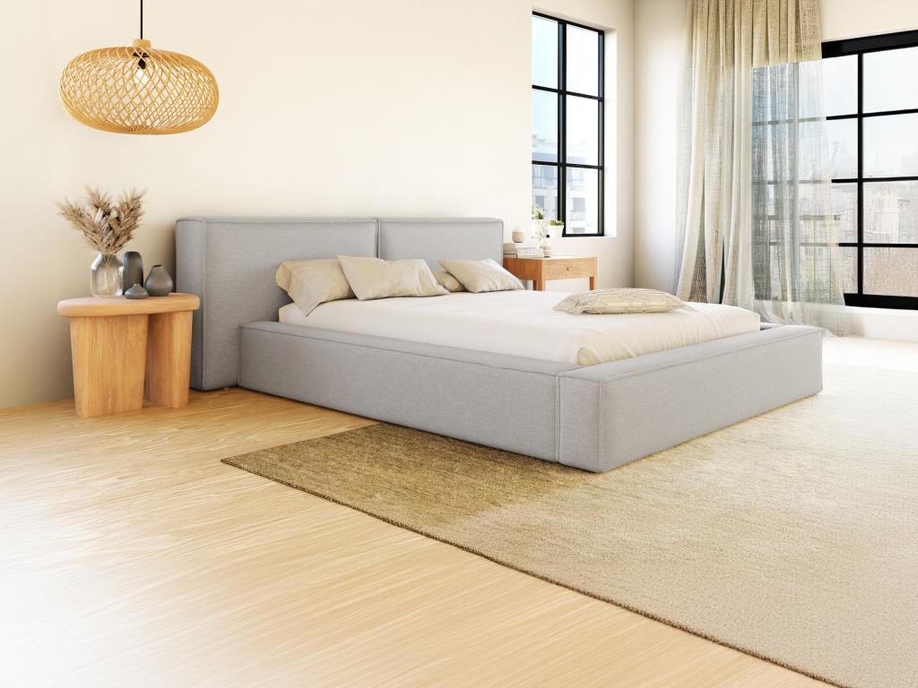 Lit coffre 140 x 190 cm - Tissu - Gris clair - TIMANO de Pascal Morabito