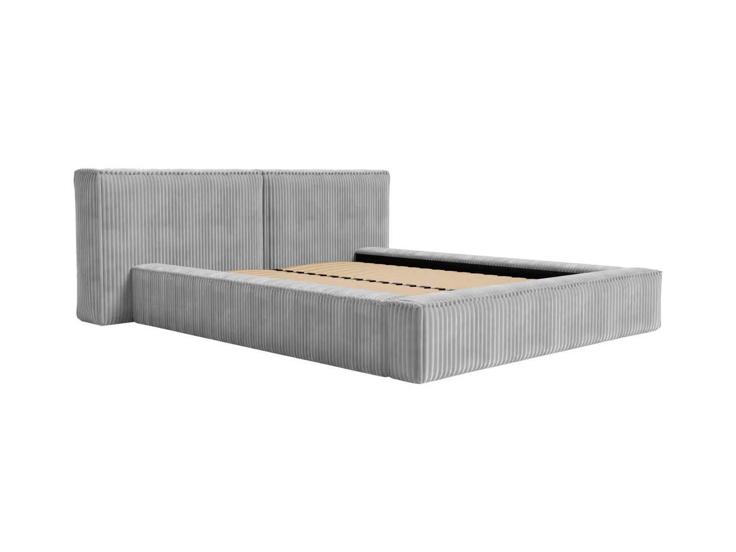 Bed met opbergruimte 160 x 200 cm - Ribfluweel met brede ribbels - Lichtgrijs - TIMANO van Pascal Morabito
