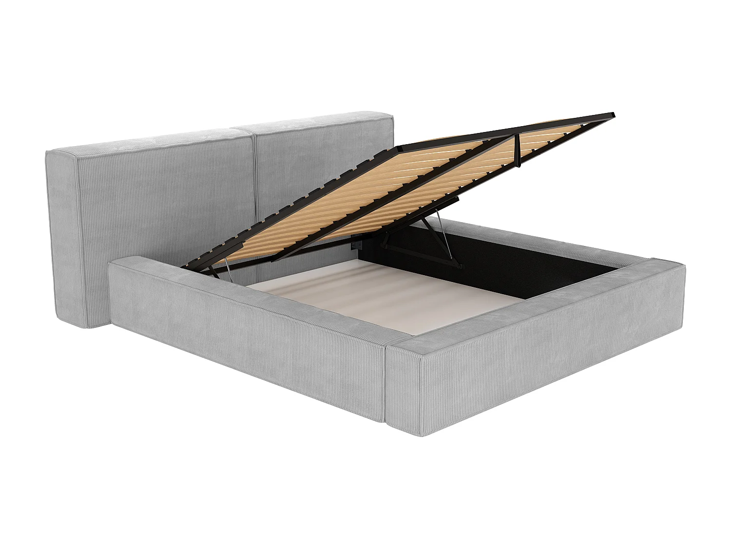 Bed met opbergruimte 200 x 200 cm - Velours - Lichtgrijs - TIMANO van Pascal Morabito