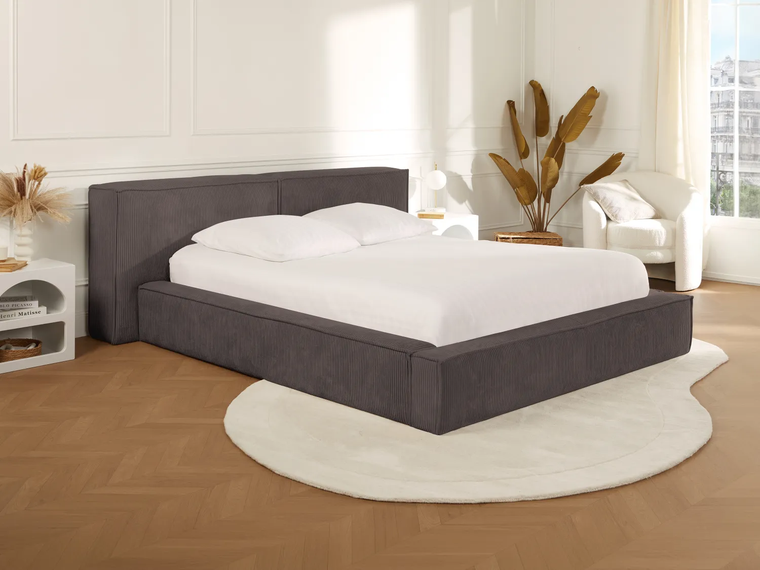 Cama baúl - 200 x 200 cm - Terciopelo acanalado - Topo - TIMANO de Pascal Morabito