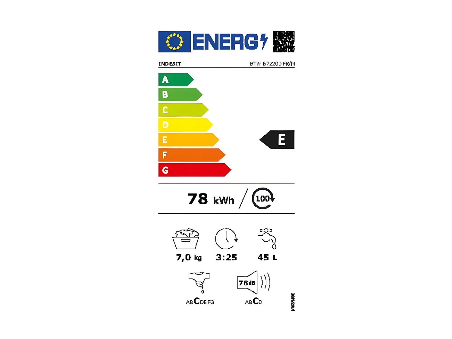 Indesit Lave-linge top 7kg 1200 tours/min - BTWB72200FR/N
