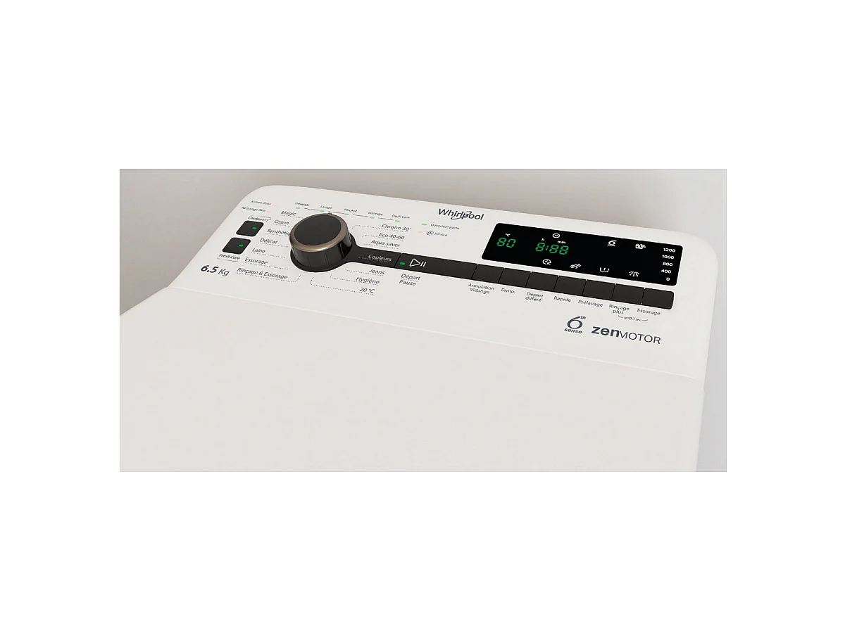 Whirlpool Lave-linge top 6.5kg 1200 tours/min blanc - TDLRBX65242BSFR