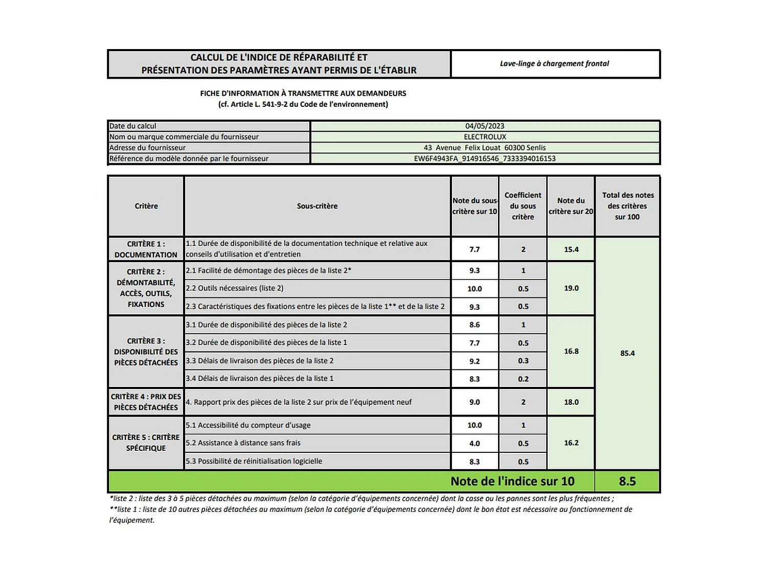 Electrolux Lave-linge hublot 8kg 1400 tours/min blanc - EW6F4943FA