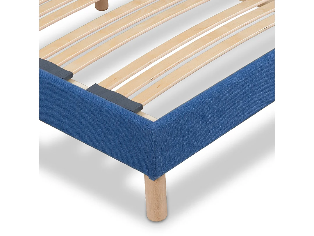 BELLECOUR LITERIE | Sommier à lattes en bois LUMIERE 90x200 cm | Coloris Bleu marine | Livré en kit