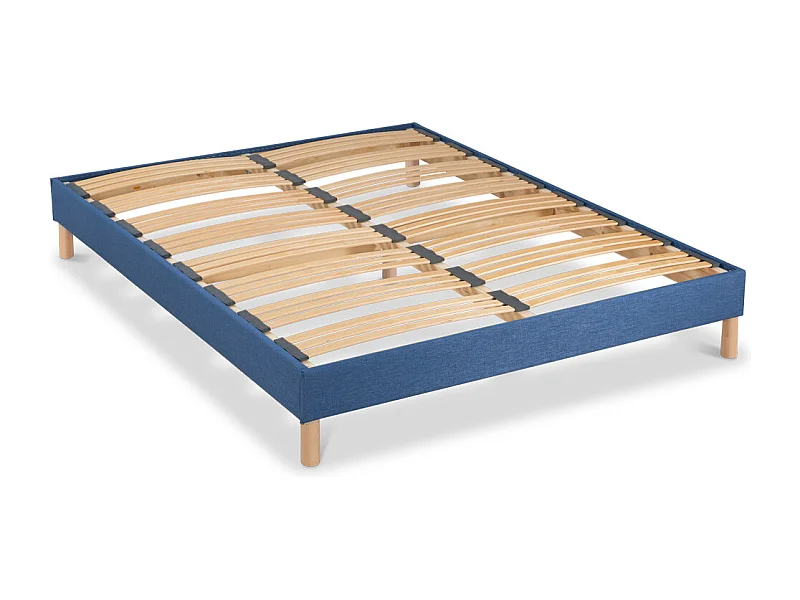 BELLECOUR LITERIE | Sommier à lattes en bois LUMIERE 90x200 cm | Coloris Bleu marine | Livré en kit