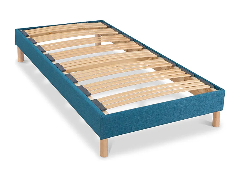 BELLECOUR LITERIE | Sommier à lattes en bois LUMIERE 90x190 cm | Coloris Turquoise | Livré en kit