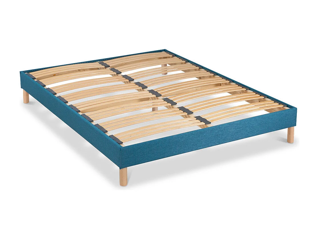 BELLECOUR LITERIE | Sommier à lattes en bois LUMIERE 90x190 cm | Coloris Turquoise | Livré en kit