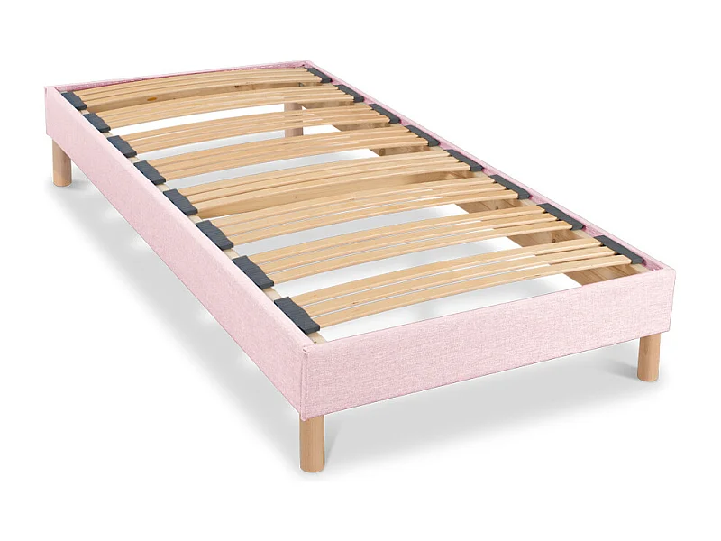 BELLECOUR LITERIE | Sommier à lattes en bois LUMIERE 90x190 cm | Coloris Rose | Livré en kit