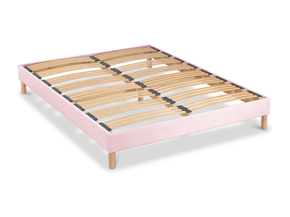 BELLECOUR LITERIE | Sommier à lattes en bois LUMIERE 90x190 cm | Coloris Rose | Livré en kit