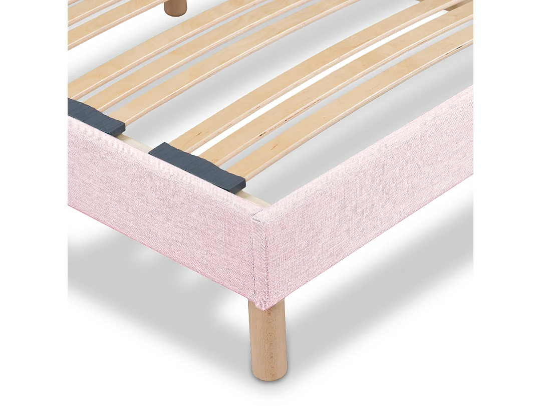 BELLECOUR LITERIE | Sommier à lattes en bois LUMIERE 90x190 cm | Coloris Rose | Livré en kit