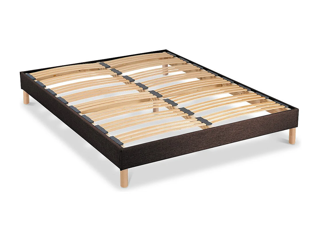 BELLECOUR LITERIE | Sommier à lattes en bois LUMIERE 90x190 cm | Coloris Marron | Livré en kit