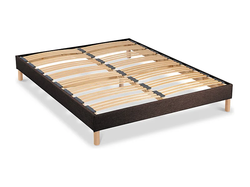 BELLECOUR LITERIE | Sommier à lattes en bois LUMIERE 90x190 cm | Coloris Marron | Livré en kit