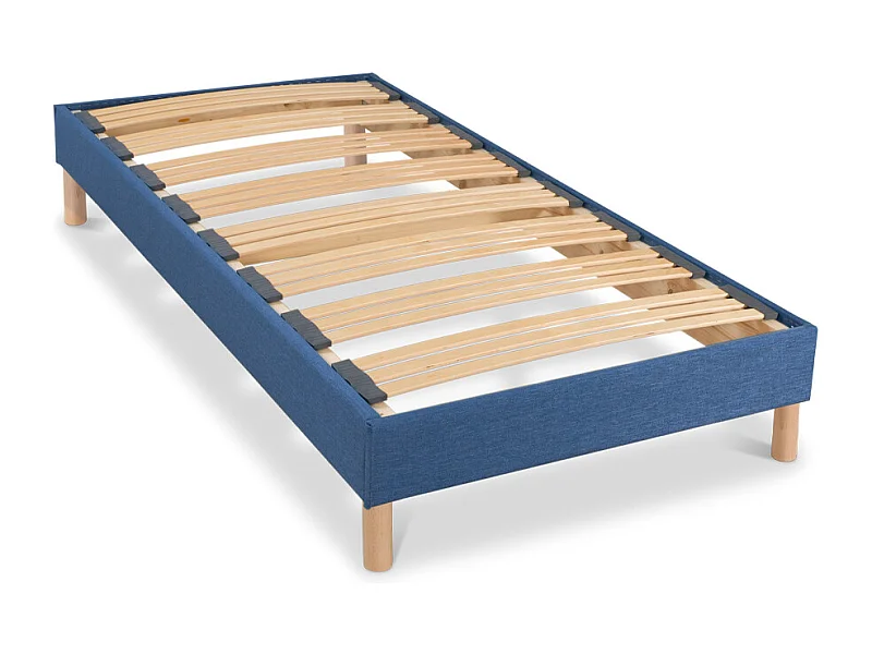 BELLECOUR LITERIE | Sommier à lattes en bois LUMIERE 90x190 cm | Coloris Bleu marine | Livré en kit