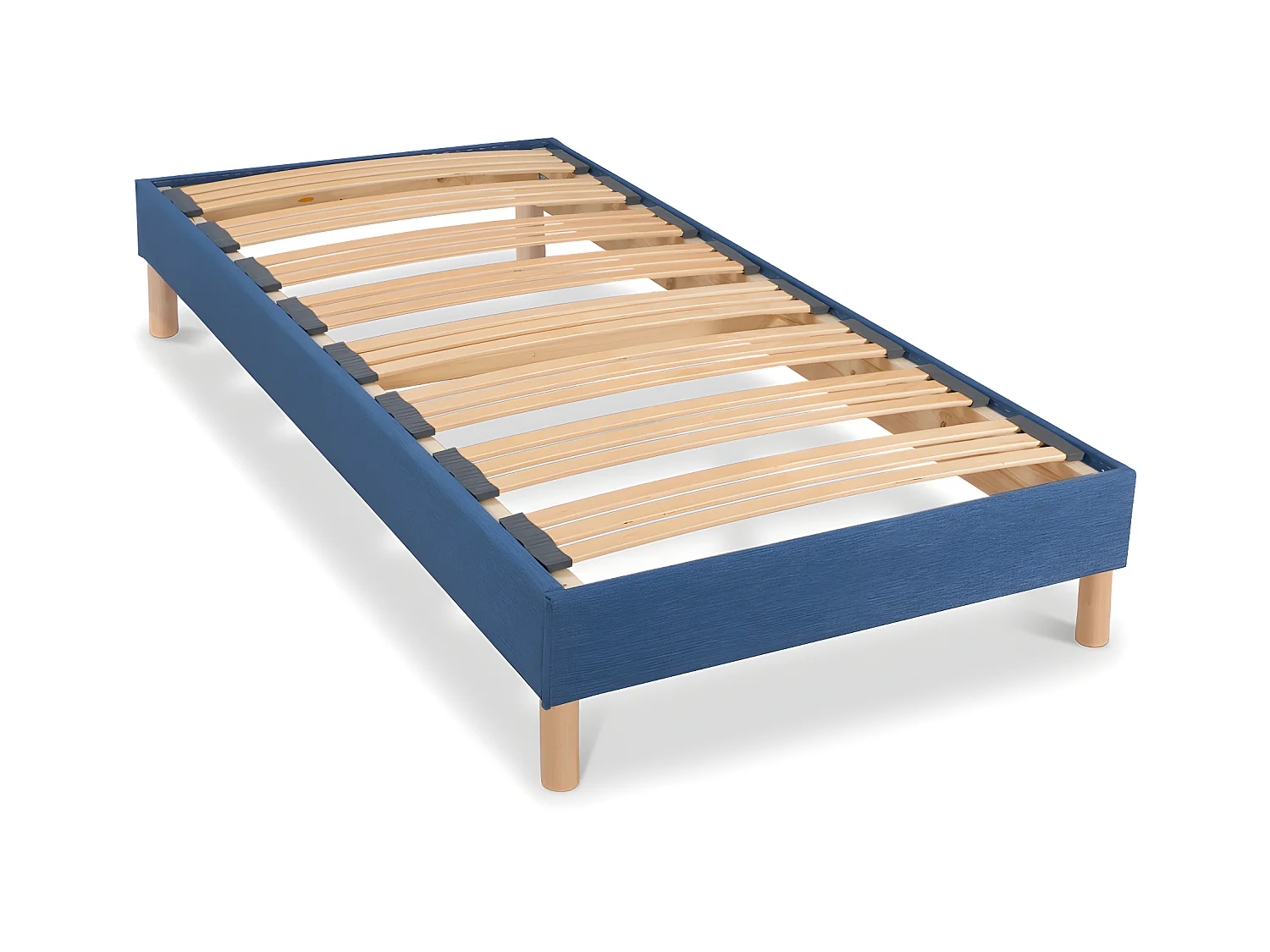 BELLECOUR LITERIE | Sommier à lattes en bois LUMIERE 90x190 cm | Coloris Bleu marine | Livré en kit