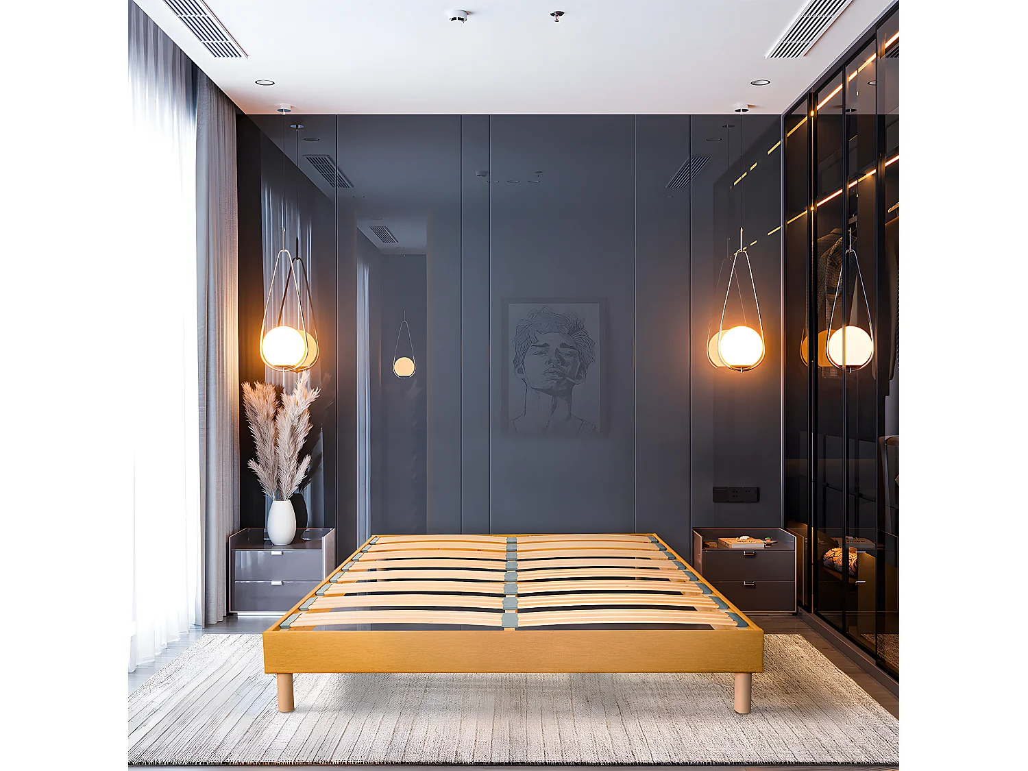 BELLECOUR LITERIE | Sommier à lattes en bois LUMIERE 140x190 cm | Coloris Jaune | Livré en kit