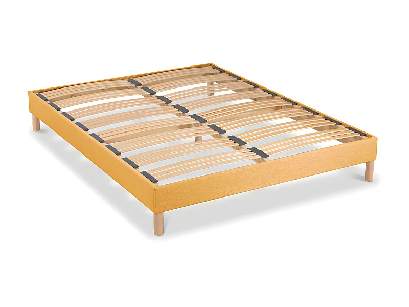 BELLECOUR LITERIE | Sommier à lattes en bois LUMIERE 140x190 cm | Coloris Jaune | Livré en kit