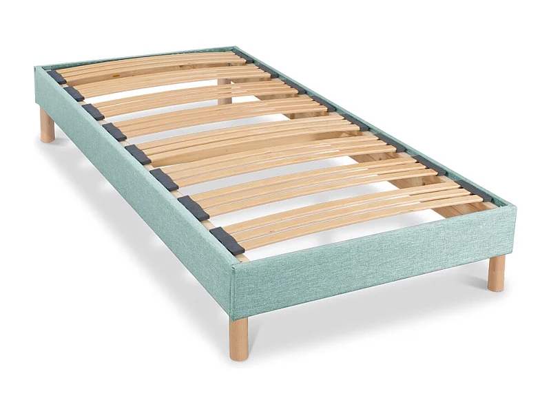 BELLECOUR LITERIE | Sommier à lattes en bois LUMIERE 90x200 cm | Coloris Vert pastel | Livré en kit
