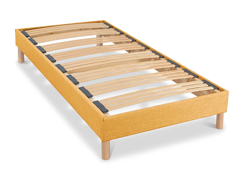 BELLECOUR LITERIE | Sommier à lattes en bois LUMIERE 90x190 cm | Coloris Jaune | Livré en kit