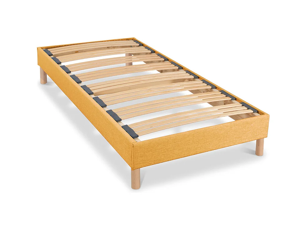 BELLECOUR LITERIE | Sommier à lattes en bois LUMIERE 90x190 cm | Coloris Jaune | Livré en kit