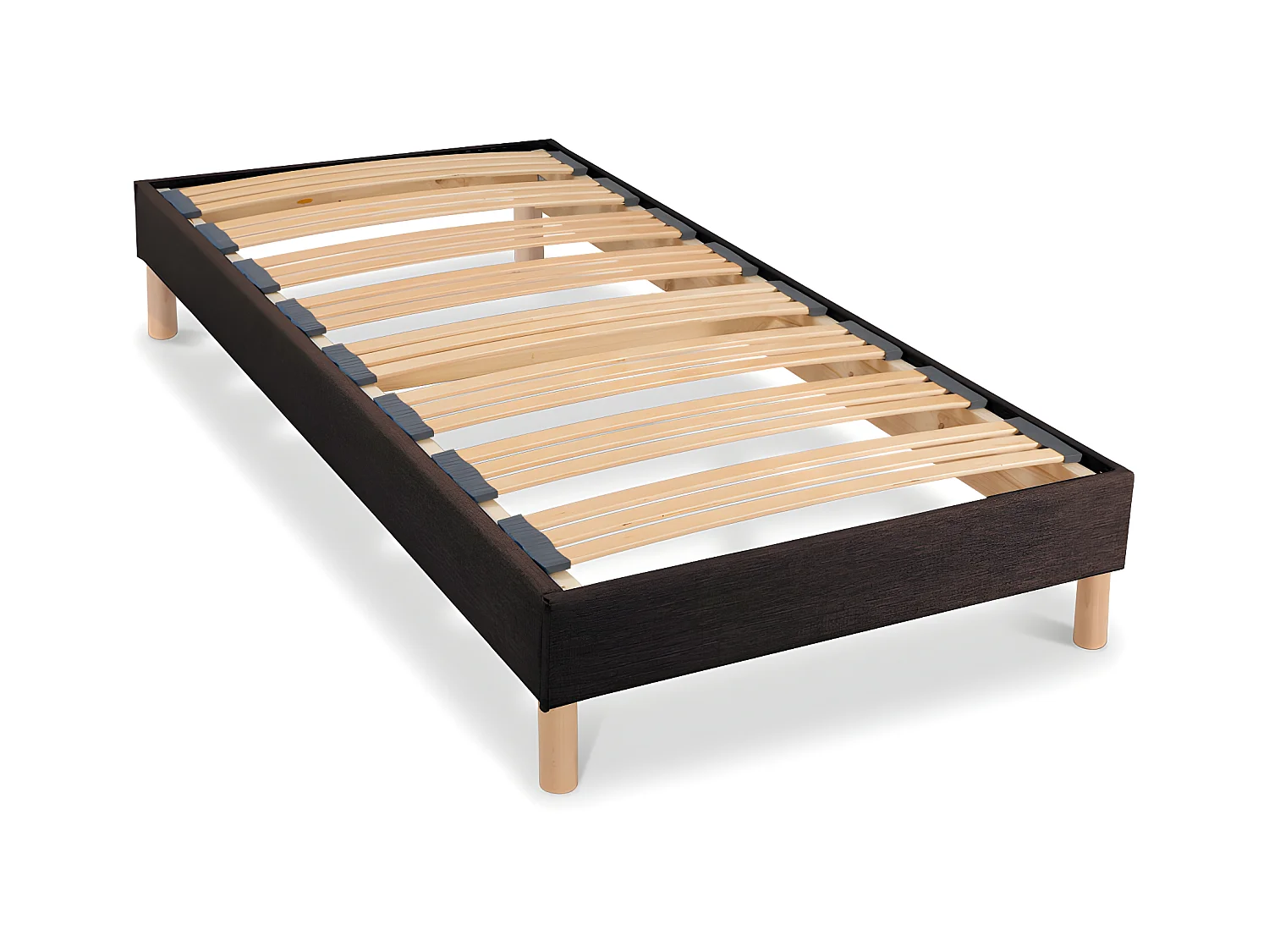 BELLECOUR LITERIE | Sommier à lattes en bois LUMIERE 90x200 cm | Coloris Marron | Livré en kit