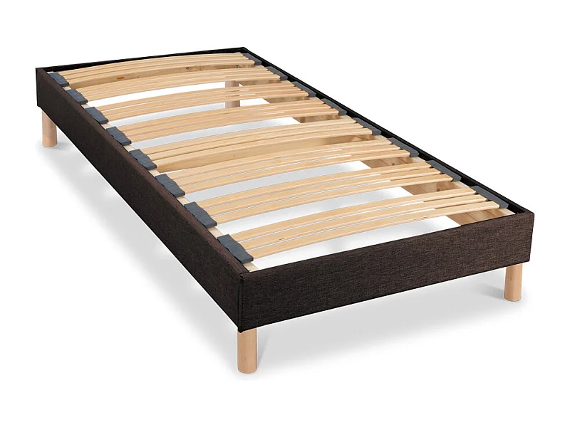 BELLECOUR LITERIE | Sommier à lattes en bois LUMIERE 90x200 cm | Coloris Marron | Livré en kit