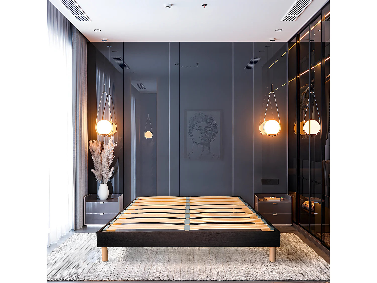 BELLECOUR LITERIE | Sommier à lattes en bois LUMIERE 160x200 cm | Coloris Marron | Livré en kit