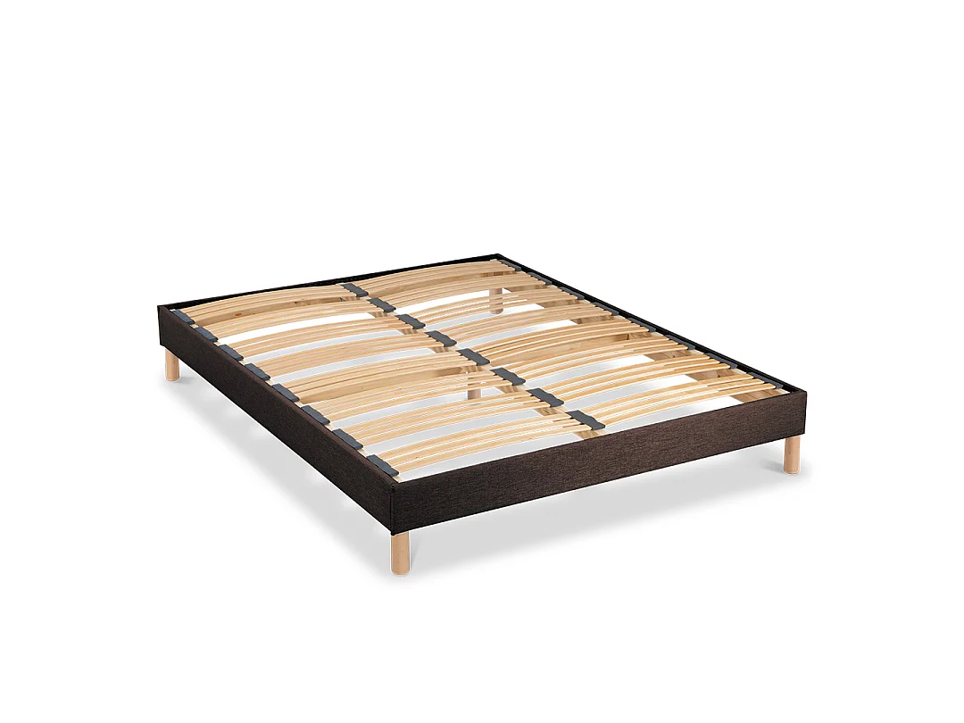 Cadre à lattes Tissu Lumière 140x190 cm - Tri-lattes - Marron
