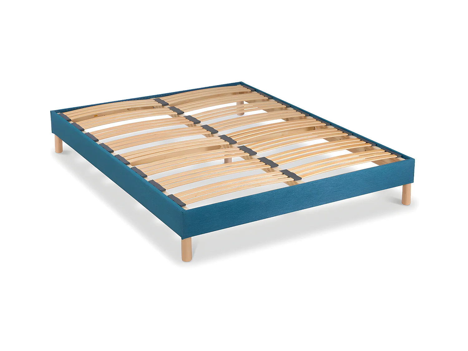 BELLECOUR LITERIE | Sommier à lattes en bois LUMIERE 140x190 cm | Coloris Turquoise | Livré en kit