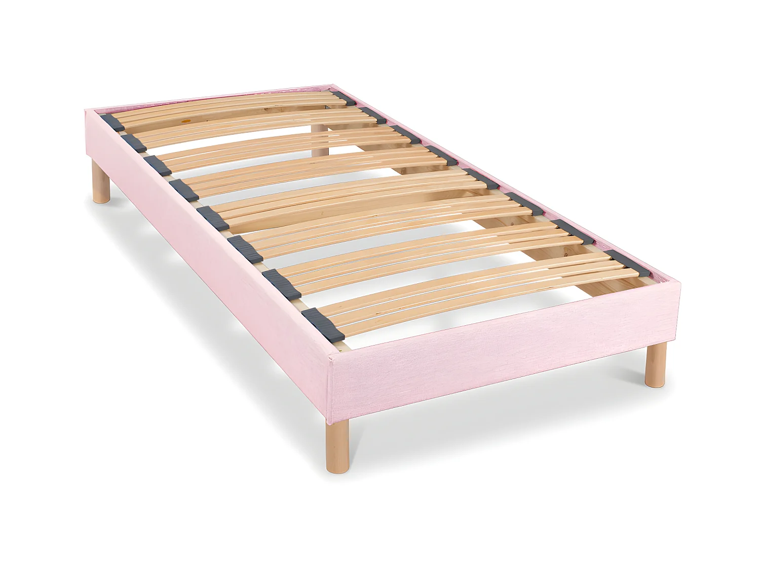 BELLECOUR LITERIE | Sommier à lattes en bois LUMIERE 90x200 cm | Coloris Rose | Livré en kit