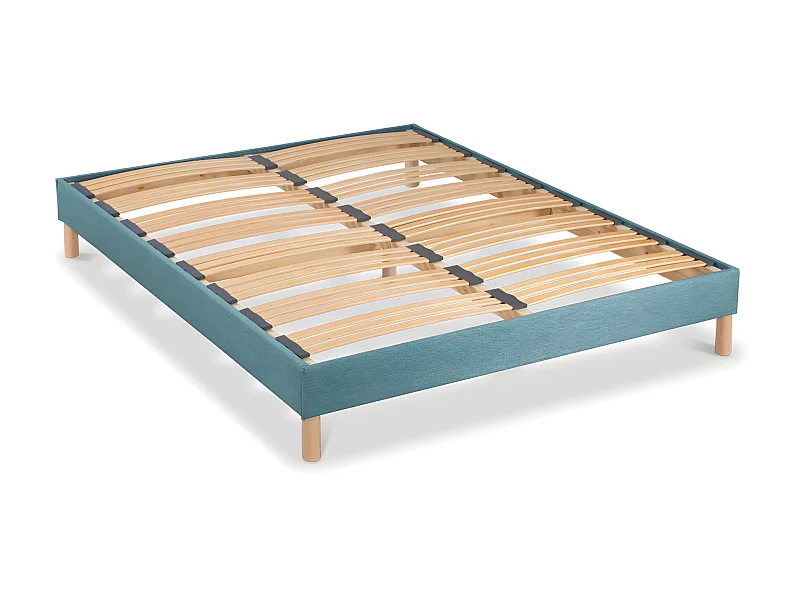 BELLECOUR LITERIE | Sommier à lattes en bois LUMIERE 140x190 cm | Coloris Vert d'eau | Livré en kit