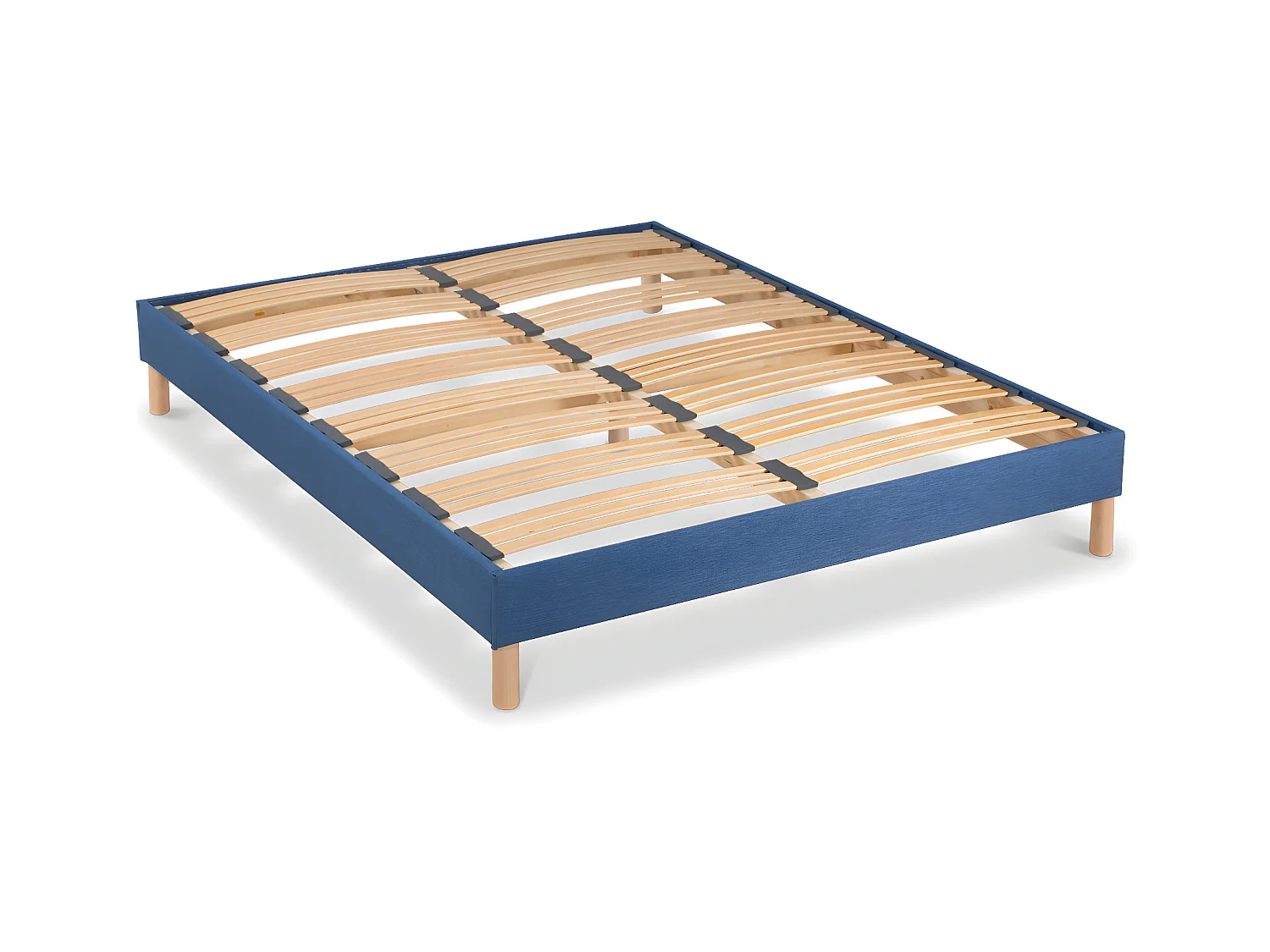 BELLECOUR LITERIE | Sommier à lattes en bois LUMIERE 140x190 cm | Coloris Bleu marine | Livré en kit