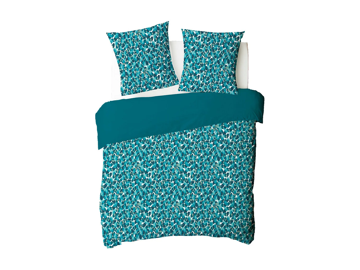 Parure de lit 2 personnes géométrique marine en coton 240x220cm