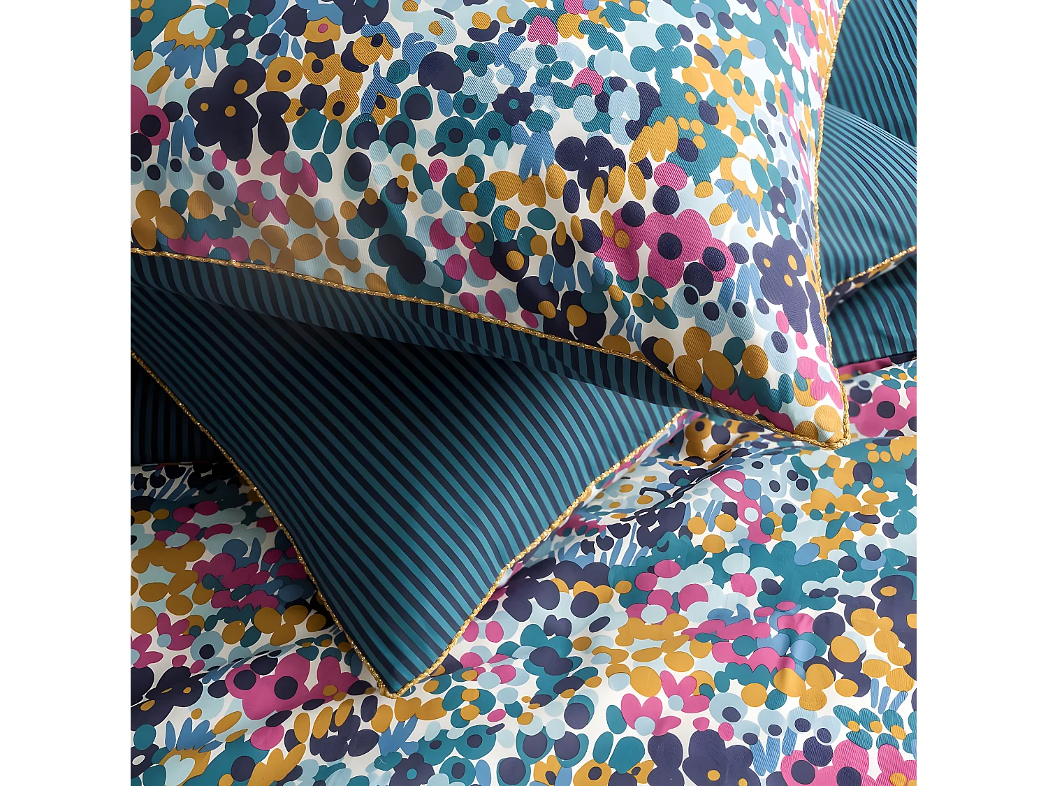 Parure de lit 2 personnes abstrait à rayures réversible 260x240cm