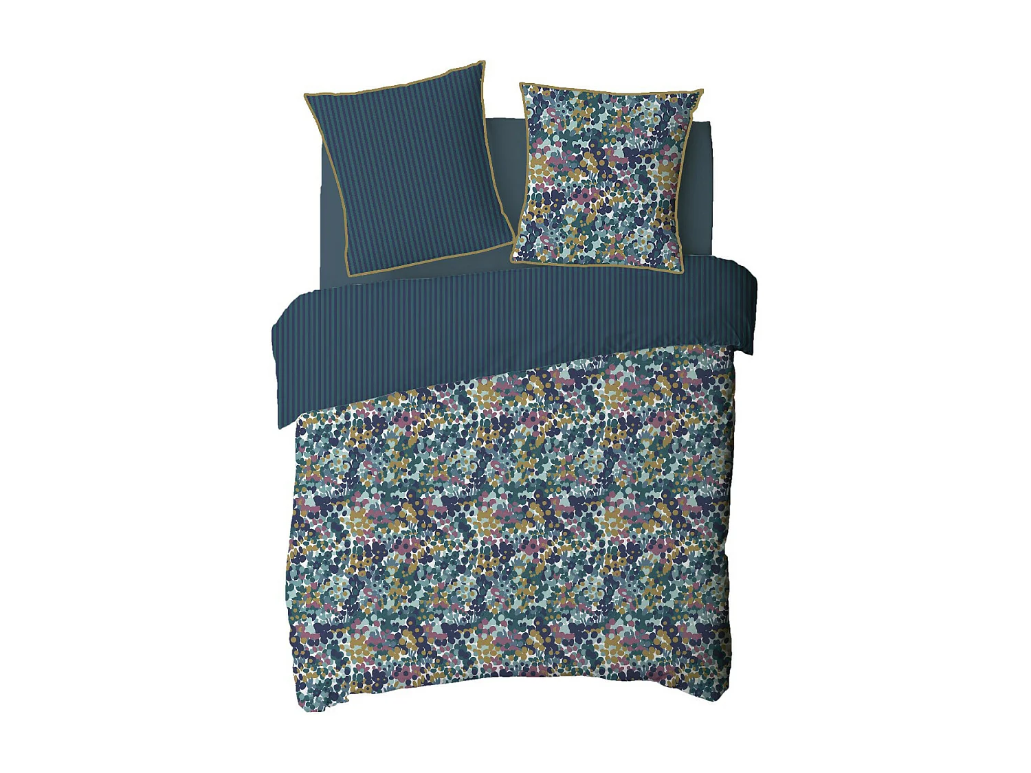 Parure de lit 2 personnes abstrait à rayures réversible 260x240cm