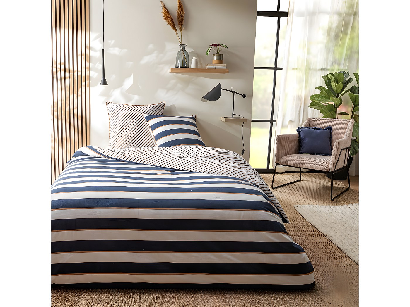 Parure de lit bleu 260x240cm