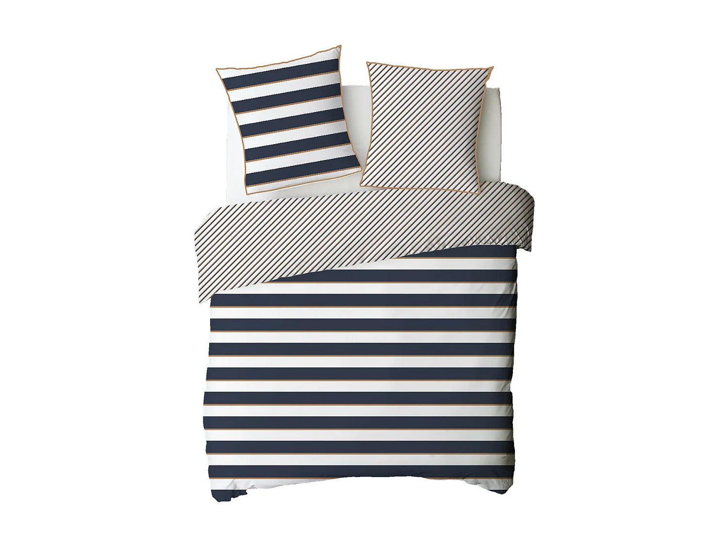 Parure de lit 2 personnes à rayures réversible 260x240cm