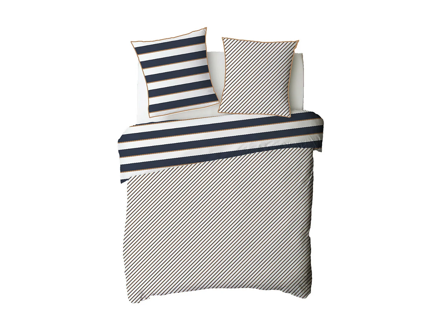 Parure de lit 2 personnes à rayures réversible 260x240cm