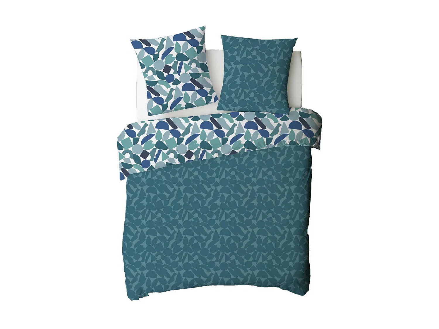 Parure de lit 2 personnes géométrique réversible en coton 260x240cm