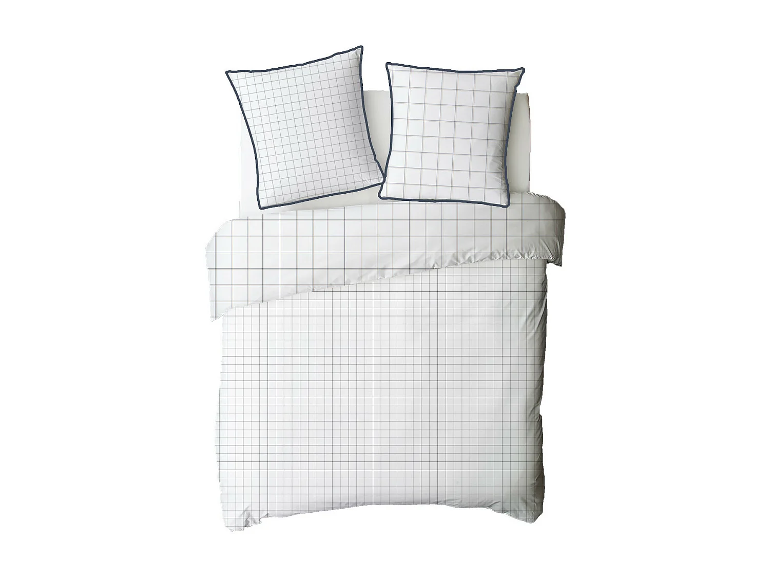 Parure de lit 2 personnes à carreaux en coton 260x240cm