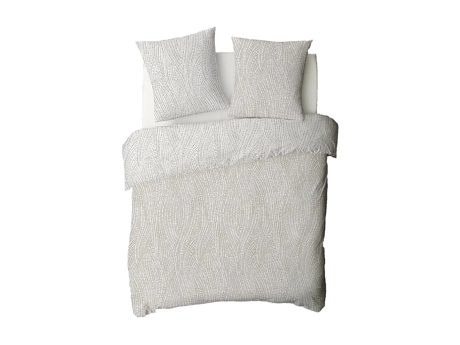 Parure de lit 2 personnes en coton 57 fils imprimé beige 260x240cm